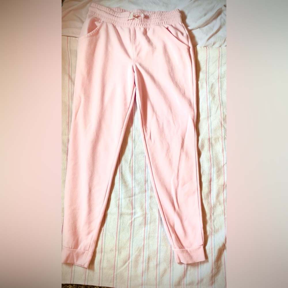 Pink sweatpants scrunched waist and bottom